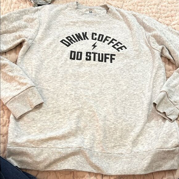 Drink Coffee Do Stuff Gray Sweatshirt lake Tahoe, California organic size medium - Picture 4 of 9